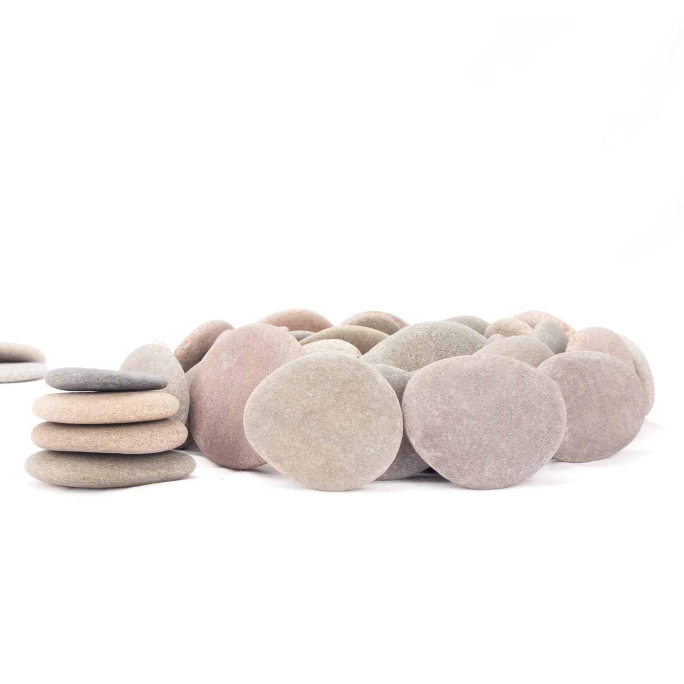About 92-100 PCS River Rocks, 2"-3.3" Flat Painting Stones, 18 Pounds