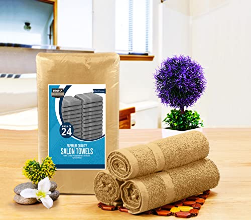 Utopia Towels Black Salon Towels, Pack of 72 (Not Bleach Proof, 16 x 27 Inches) Highly Absorbent Towels for Hand, Gym, Beauty, Spa, and Home Hair Care