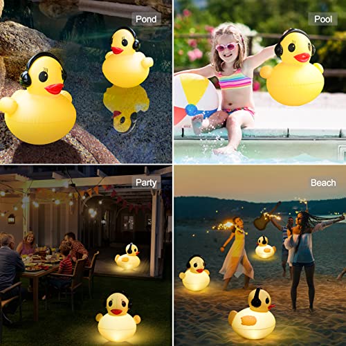 Floating Solar Pool Lights, 16 inch Waterproof Pool Lights that Float, Light up LED Pool Accessories, Glow Duck Pool Light, Inflatable Solar Powered Floating Light for Pools,Pond,Hot tub,Party-2pcs