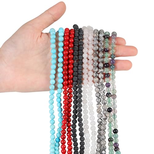 ZHIYUXI Landscape Jasper 100pcs 6mm Crystals Beads for Bracelet Jewelry Making Gemstones 2 Strand Round Spacer Loose Stones for Necklace DIY Christmas Gifts for Women Men
