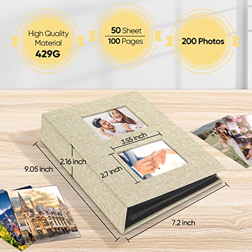 MSTONAL 4x6 Slip-In Photo Album, 200 Pockets, Beige, Linen