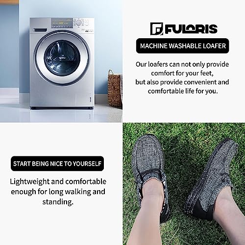Men’s Machine Washable Slip On Lace Up Casual Loafer Breathable Travel Canvas Shoes for Men Comfortable and Stylish Summer Loafers Lightweight Black Size 7