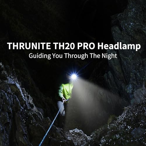 ThruNite TH20 Pro 1010 Lumen Rechargeable LED Headlamp, Powerful Right Angle Flashlight Compatible with AA Battery, for Indoor & Outdoor Adventures in Hiking, Camping, Cycling(Cool White)