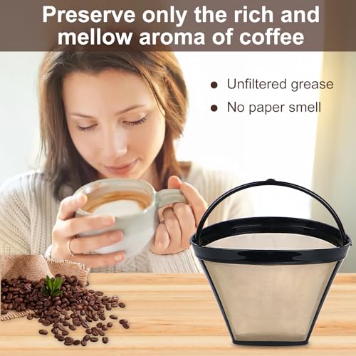 Bouaida Reusable Coffee Filters, Ninja Coffee Filter, Permanent Coffee Filter 4, Used for Replacing the Ninja Coffee Bar Brewer, 4 Cone Permanent Coffee Filter, 2Pcs