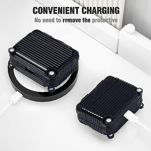for AirPods Pro Case Cover, Luggage Design Protective Cover Case for AirPods Pro, Compatible with AirPods Pro Charging Case for Women Men, Blcak
