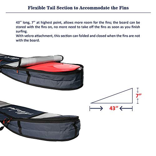 Abahub Premium 6'0 x 22 Surfboard Travel Bag, Foam Padded Surf Board Cover, Shortboard Carrying Bags for Surfing, Outdoor, Airplane, Car, Truck, DarkBlue…