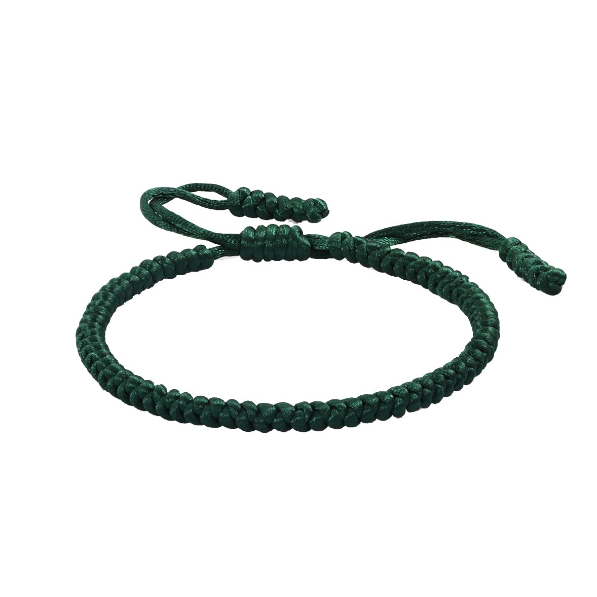 COLORFUL BLING Handmade Tibetan String Bracelet Adjustable Woven Rope Knot Buddhist Kabbalah Protection Lucky Friendship Bracelets for Mens Womens Amulet Gifts-dark green