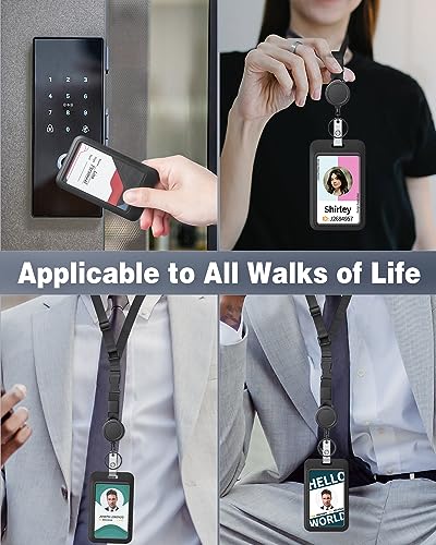 Uniclife 100 Pack Sliding ID Badge Holder Hard Black Vertical Plastic Card Case Protector Pouch with Clear Window for Office School ID Credit Cards Proximity Key Cards Driver’s Licenses and Passes