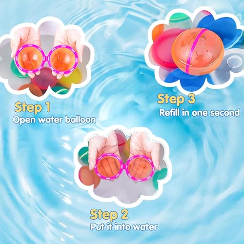 Reusable Water Balloons for Kids,12 PCS Magnetic Refillable Latex-Free Silicone Water Bomb with Mesh Bag, Summer Toys Beach Toys Swimming Pool Party Supplies Bath Toy Outdoor Summer Surprise for Kids