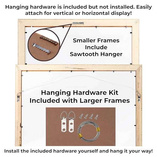 14x24 Frame Black Frame Wood Picture Frame - UV Resistant Acrylic Protective Front, Acid-Free Foam Board Backing, & Hanging Hardware Included