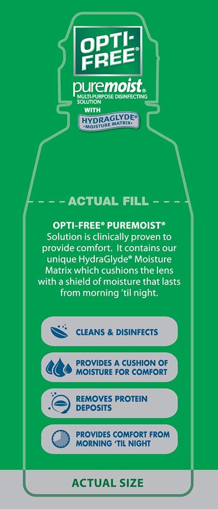 Opti-free Puremoist Multi-Purpose Contact Lens Cleaning and Disinfecting Solution, 4 Fl Oz