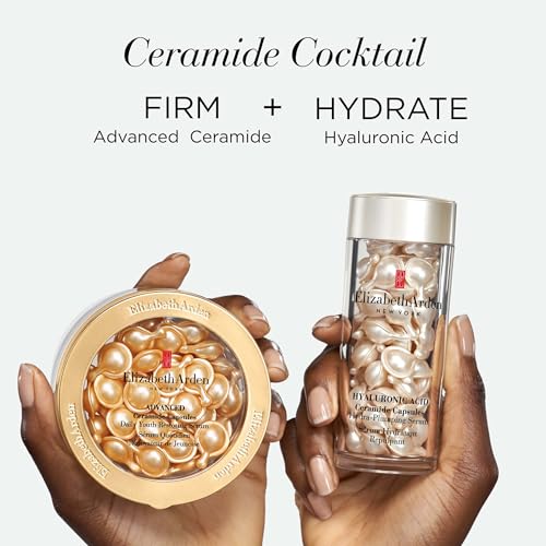 Elizabeth Arden Daily Ceramide Serum Capsules, Advanced Anti-Aging Serum Capsules for Minimizing Wrinkles, Fragrance-Free, Enhances Skin Hydration and Radiance, 30 Count, 0.47 fl oz