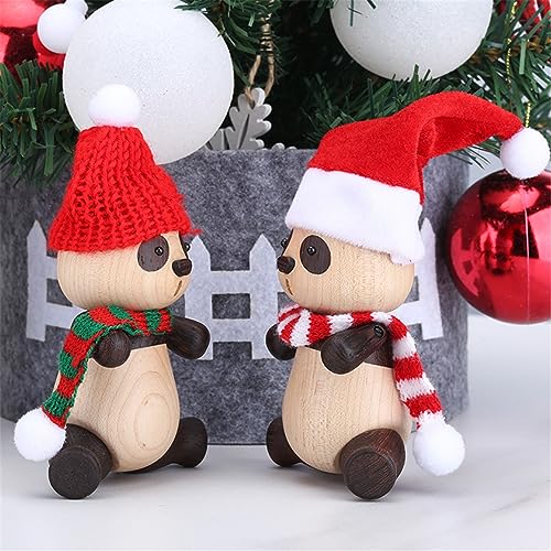 suruim Adorable Wooden Panda Statue Creative Cute Solid Wood Panda Doll Crafts Ornaments Charming Modern Doll for Jewelry, Decoration, and Gift-Giving (Panda-l)