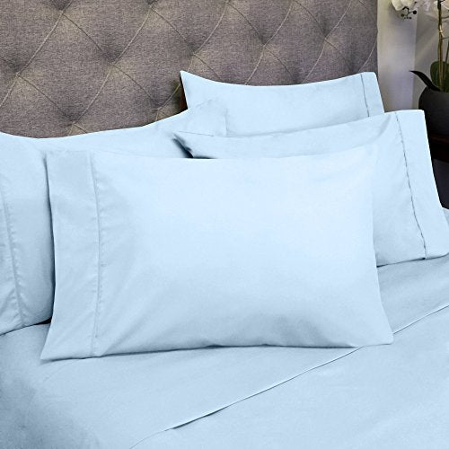 Full Size Bed Sheets - 6 Piece 1500 Supreme Collection Fine Brushed Microfiber Deep Pocket Full Sheet Set Bedding - 2 Extra Pillow Cases, Great Value, Full, Pinstripe White