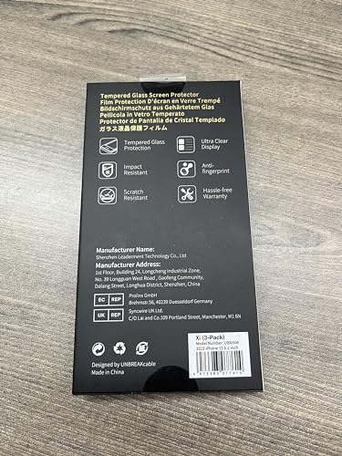 UNBREAKcable Shatterproof Tempered Glass Screen Protector for iPhone 15 [2-Pack] [99.99% HD Clear] [Easy Installation Frame] [9H Hardness] for Apple 6.1”