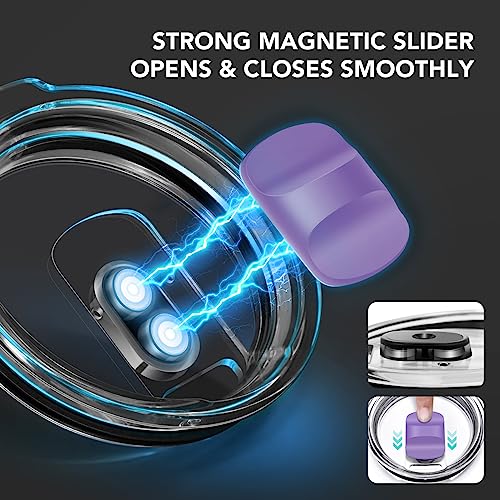 20 oz Tumbler Lid, Replacement Lids Compatible for YETI 20 oz Tumbler, 10/24 oz Mug and 10 oz Lowball, Travel Spill Proof Cup Lids Covers with Magnetic Slider Switch, BPA Free