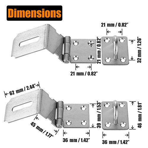 JQK Door Hasp Latch 90 Degree, Stainless Steel Safety Angle Locking Latch for Push/Sliding/Barn Door, 1.5mm Thickness Satin Nickel, 4 Inch