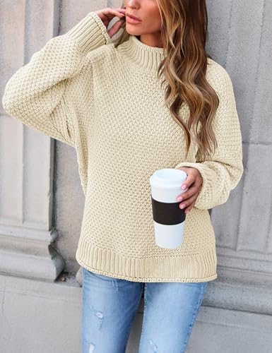ZESICA Women's Turtleneck Batwing Sleeve Loose Oversized Chunky Knitted Pullover Sweater Jumper Tops,Orange2,Large