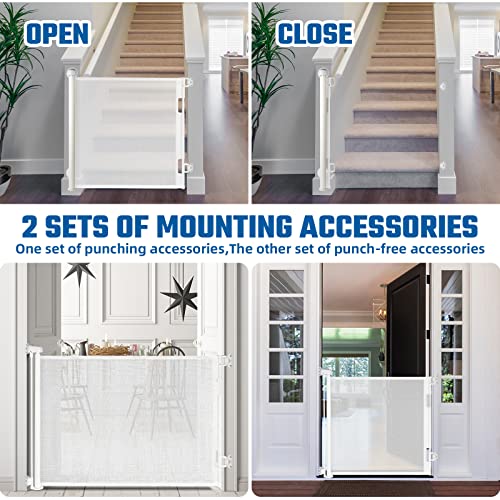 Retractable Baby Gate, 33" Tall, Extends up to 55" Wide, Child Safety Gate for Doorways, Stairs, Hallways, Indoor/Outdoor(Black)