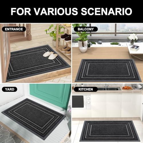 Buganda Floor Door Mat, Heavy Duty Doormat Outdoor Indoor, Natural Rubber Mat, Non Slip, Low Profile Outdoor Mat for Home Entrance, Garage, Patio Porch Farmhouse, 29x17, Beige