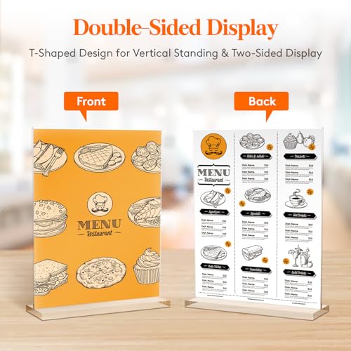 Lifewit 3 Pack 8.5x11 Acrylic Sign Holder, Clear Vertical Double-sided Stand, Plastic photo picture frame, Paper Flyer Menu Display Stand for Reception, Office, Store, Restaurant, Hotel