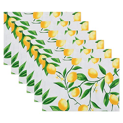 DII Lemon Bliss Outdoor Tabletop, Collection Stain Resistant & Waterproof, Reversible Placemat Set, 13x19