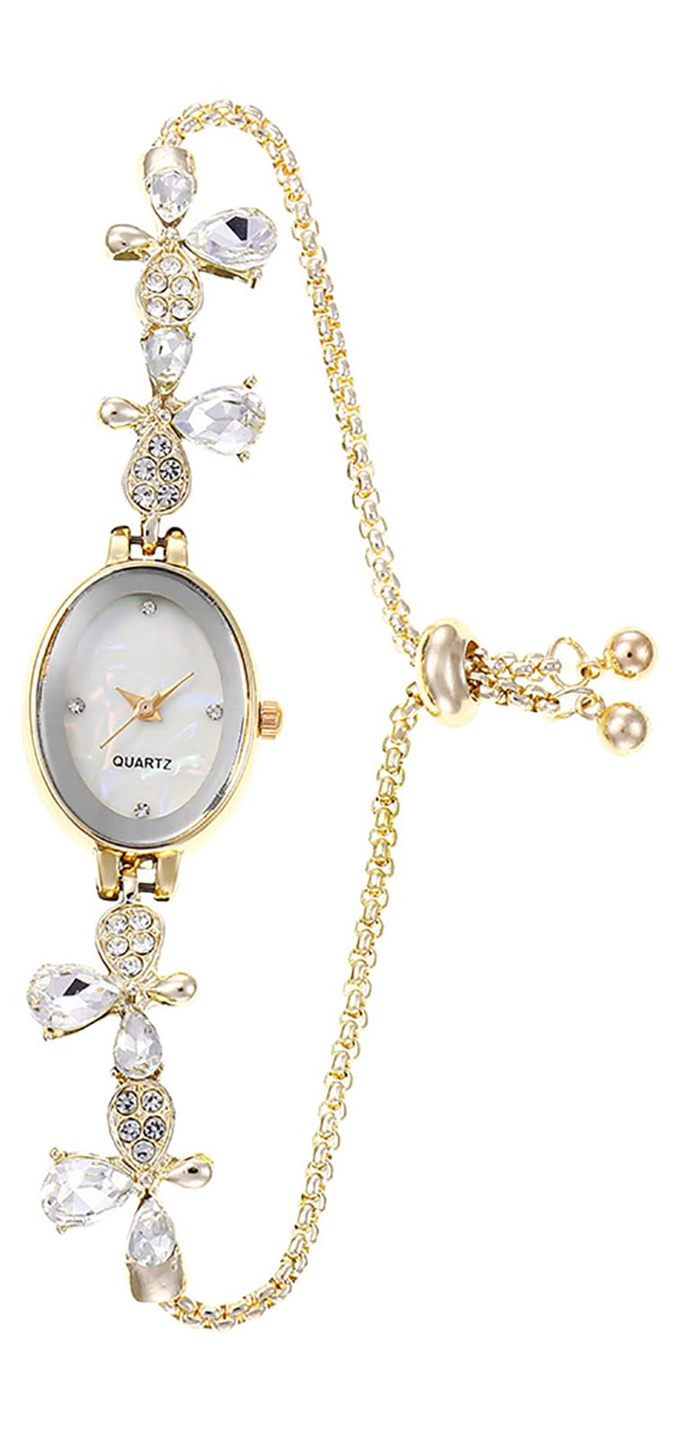 BESTKANG Women's Watch Luxury Petal Casual Bracelet Watch Simulated Quartz Watches for Women (Gold)