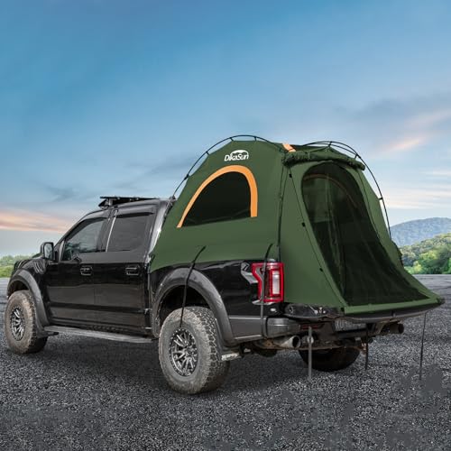 DikaSun Pickup Truck Bed Tent: Double Layer Quick Setup Pickup Tent 5.5-5.8 Ft, Waterproof PU3000mm Tear-Resistant Truck Tent for Camping (Green)