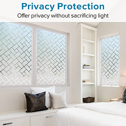 rabbitgoo Window Privacy Film, Frosted Glass Static Cling Window Sticker, Vinyl Covering for Home Office Bathroom Decorative, 35.4 x 118.1 inches