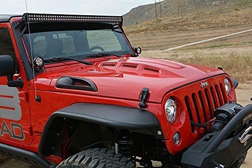 Heat Dispersion Hood fits 2007-2018 Jeep Wrangler JK | Raised and Vented Center Cowl | Dual-vented for Maximum Air Flow | Under-hood Insulation Included | DV8 Offroad