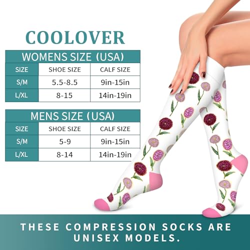 COOLOVER Compression Socks for Women and Men - Best for Circulation, Running, Athletic, Recover, Nurse, Travel