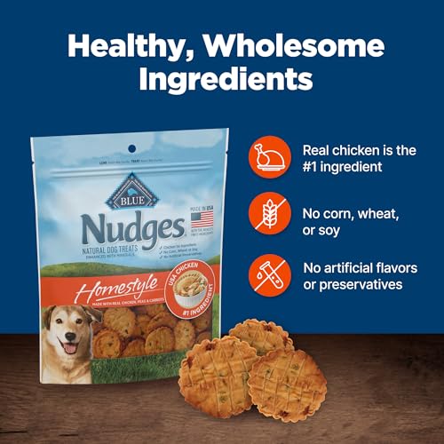 Blue Buffalo Nudges Homestyle Natural Dog Treats, Made in the USA with Real Chicken, Peas, and Carrots, 16-oz. Bag