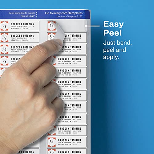 Avery Printable Return Address Labels, 0.5" x 1.75", Matte Clear, 2,000 Blank Mailing Labels (08667)