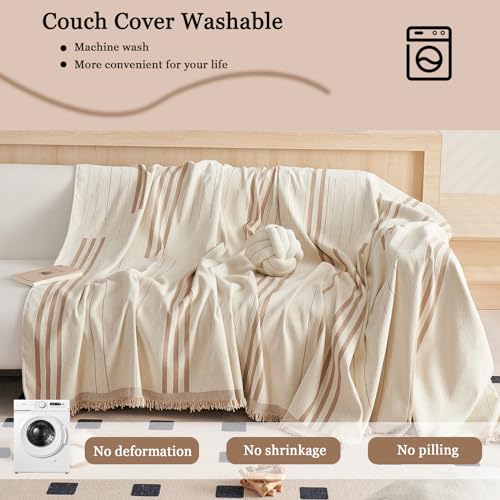 DREAMINGO Sofa Covers for 3 Cushion Couch Solid Chenille Couch Cover Multi-Use Furniture Protector Cover for Dogs Cats Luxury Jacquard Edge Universal Sofa Cover Blanket (X-Large, Green)