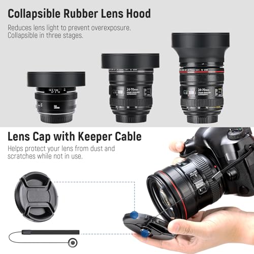 NEEWER 37mm ND Lens Filter Kit: UV, CPL, FLD, ND2, ND4, ND8, Lens Hood and Lens Cap Compatible with Canon Nikon Sony Panasonic DSLR Cameras with 37mm Lens