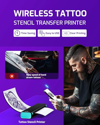 Phomemo M08F Wireless Tattoo Stencil Printer, Stencil Printer for Tattooing, Thermal Tattoo Printer for Tattoo Artists & Beginners,Compatible with Tablet,Smartphone & PC, Black