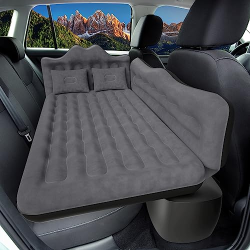 DikaSun Car Air Mattress, Inflatable SUV Truck Air Mattress Back Seat Camping Bed Thickened Car Sleeping Pad for Travel, Car Bed SUV Mattress with Car Air Pump 2 Pillows