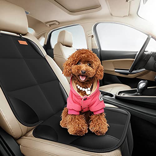 SMART ELF Car Seat Protector, 2Pack Seat Protector Protect Child Seats with Thickest Padding and Non-Slip Backing Mesh Pockets for Baby and Pet,Sedan SUV Truck (Black)