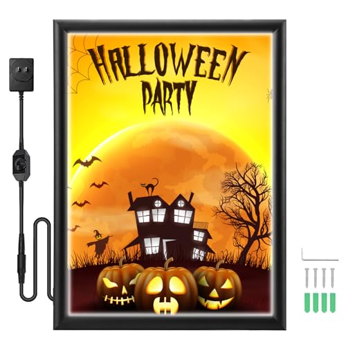 Spolehli Led Poster Frame 16"×24" Snap Frame with Dimmer Switch Illuminated Backlit Movie Poster Frame in Black Adjustable Brightness LED Light Box For Decoration Exhibition Home Theater Advertisement
