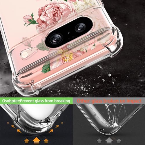 Osophter for Google Pixel 8A Case: Women Girls Flower Floral Shock-Absorption Flexible TPU Rubber Cover for Pixel 8A Phone Case(Big Sun Flower)