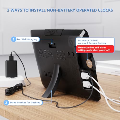 Raynic Digital Clock, 11.5" Large Display Digital Wall Clock,Adjustable Brightness Calendar Clock with Day and Date, Indoor Temperature, Snooze,12/24H, DST for Home, Office, Elderly