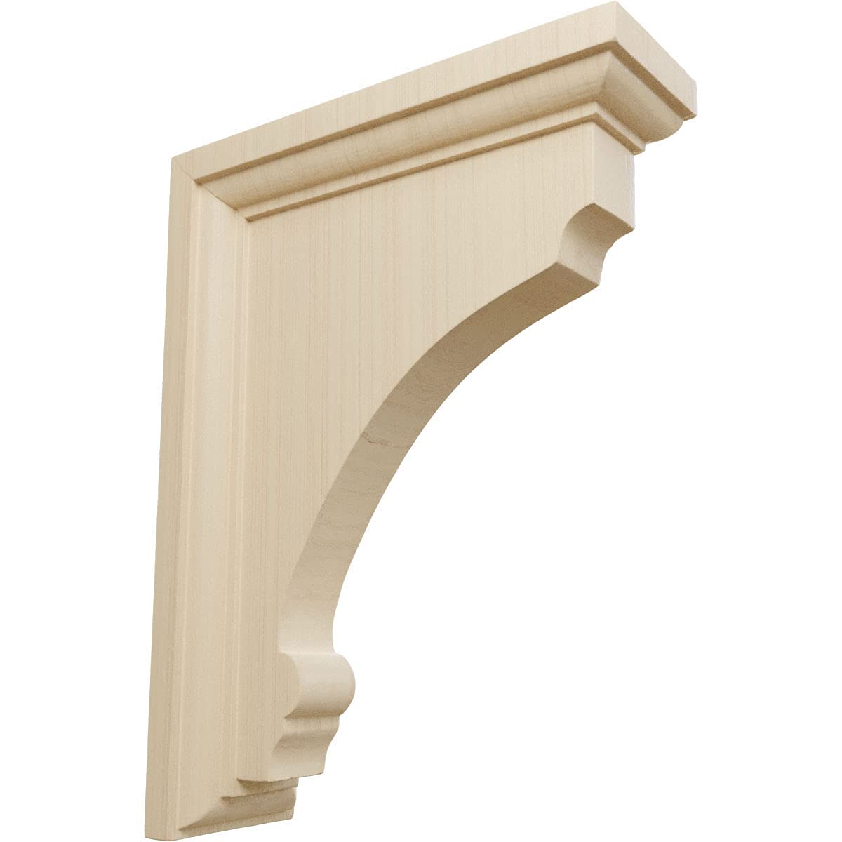 Ekena Millwork BKTW02X06X08TMRW Medium Thompson Wood Wood Brackets, 2 1/2"W x 6"D x 8"H , Rubberwood