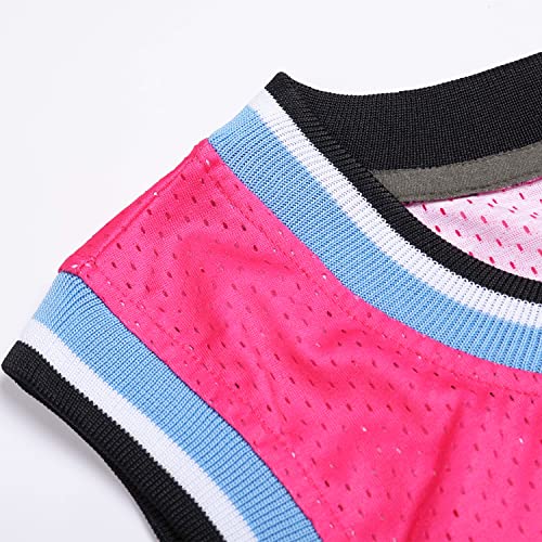 DEHANER Blank Basketball Jersey for Men Women Unisex 90s 00s Hip-Hop Hipster Mesh Party Shirts,White/Light Blue/Pink Gradient Jersey,Men Size Medium