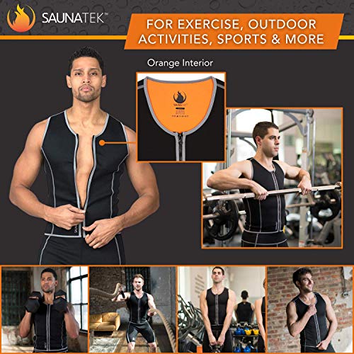 SaunaTek Men's Sauna Sweat Suit Vest for Exercise and Heat Training, Neoprene, Small