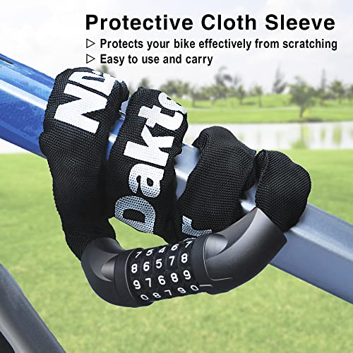 NDakter Bike Chain Lock, 5 Digit Combination Heavy Duty Anti Theft Bicycle Chain Lock, 3.2/4.27 Feet Long Security Resettable Bike Locks for Bike, Bicycle, Scooter, Motorcycle, Door, Gate, Fence