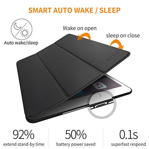 DTTO for iPad Mini 5th Generation Case and iPad Mini 4 Case, Ultra Slim Lightweight Trifold Smart Shell with Soft TPU Back Cover, Auto Sleep/Wake, Space Grey