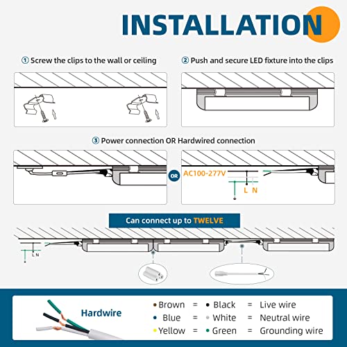 Barrina LED Shop Light 2FT, 20W 2500LM 3000K, Clear Cover Linkable LED Tube Lights, V Shape Integrated T8 LED Lighting, LED Ceiling Lights for Garage, Warehouse, Workshop, ETL Listed, 2 Pack
