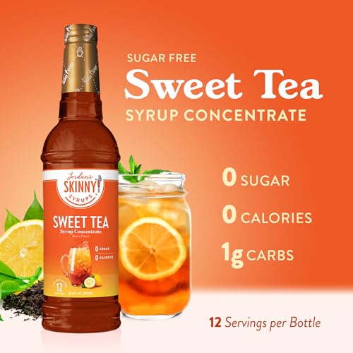 Jordan's Skinny Mixes Sugar Free Syrup, Sweet Tea Flavor, Flavored Water Enhancer, Drink Mix for Ice Tea, Lemonade & More, Zero Calorie Flavoring, Keto Friendly, 25.4 Fl Oz, 1 Pack