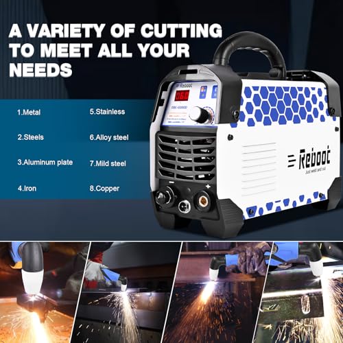 Reboot Plasma Cutter RBC6000DL PRO, 60 Amp Non Touch Pilot Arc Plasma Cutter Machine, 5/8 inch Clean Cut 4/5 inch Severance Cut, Dual Voltage 120V/240V with Consumables, Upgrade Digital Display