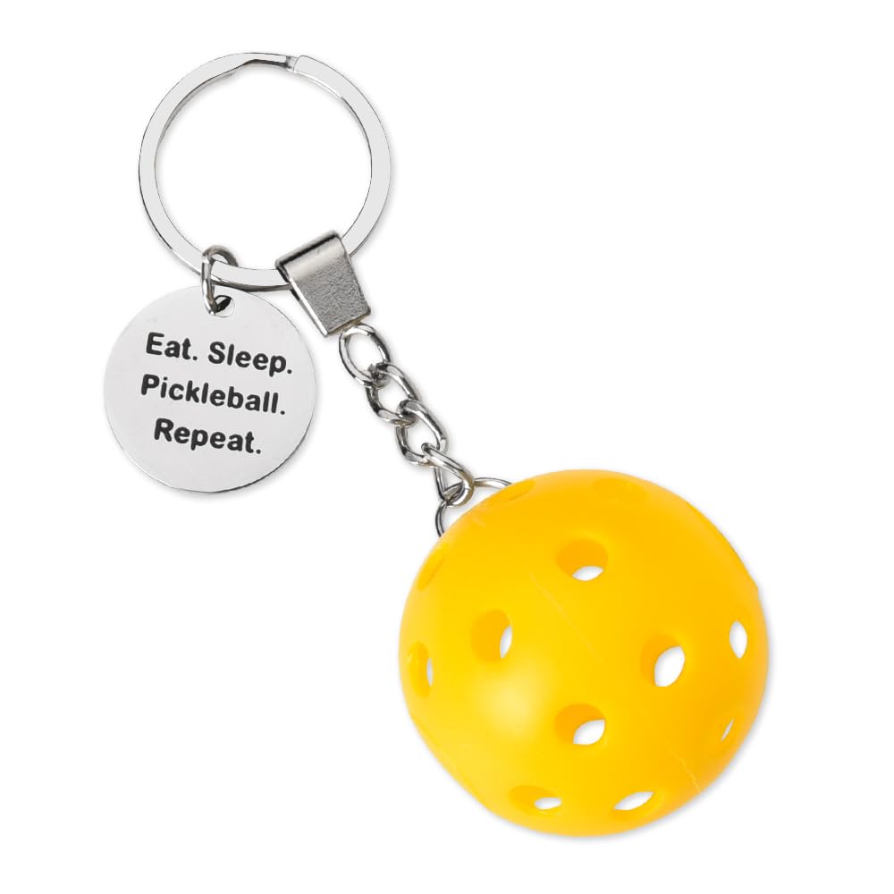 YALLNASL Pickleball Player Gifts for Women Men Pickleball Lover Gifts Keychain for Best Friend Inspirational Birthday Gifts for Mom Dad Eat Sleep Pickleball Repeat Keychain Gift for Pickleball Coach